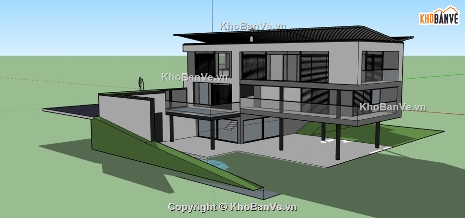 biệt thự hiện đại file su,dựng sketchup biệt thự,3d su nhà biệt thự