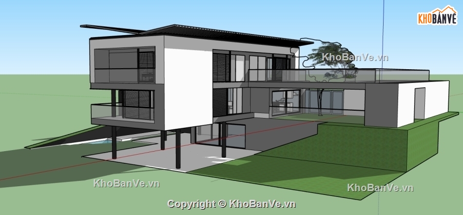 biệt thự hiện đại file su,dựng sketchup biệt thự,3d su nhà biệt thự