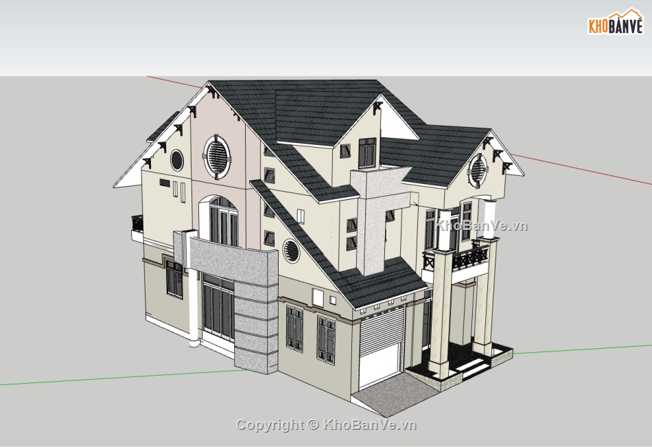 Biệt thự 2 tầng hiện đại,file su biệt thự 2 tầng,biệt thự 2 tầng sketchup,biệt thự 2 tầng