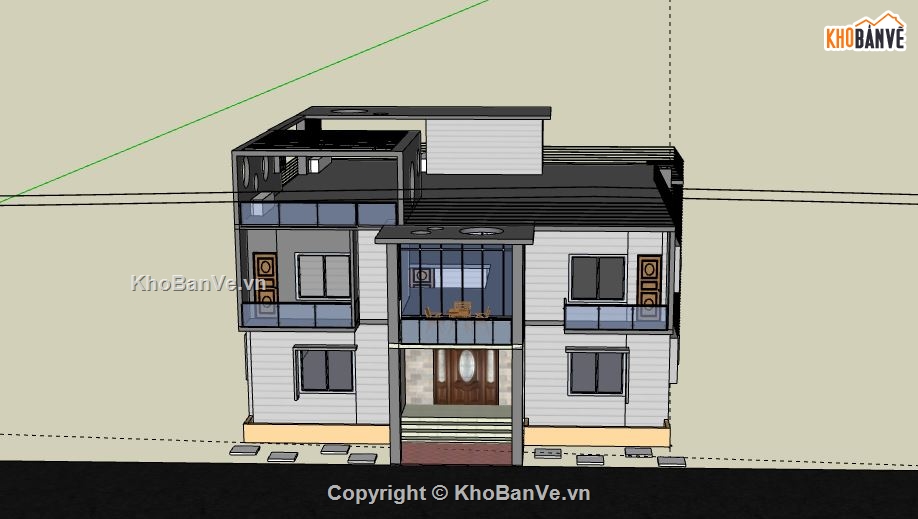 Biệt thự 2 tầng,file biệt thự 2 tầng,biệt thự 2 tầng model su,file su biệt thự 2 tầng,biệt thự 2 tầng sketchup