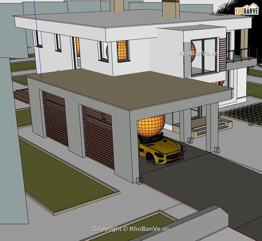 biệt thự cao cấp,sketchup biệt thự,sketchup biệt thự 2 tầng