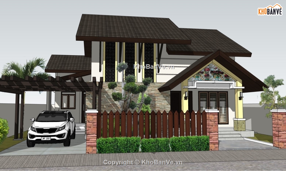 biệt thự sketchup,sketchup biệt thự,File sketchup biệt thự 2 tầng,sketchup biệt thự 2 tầng