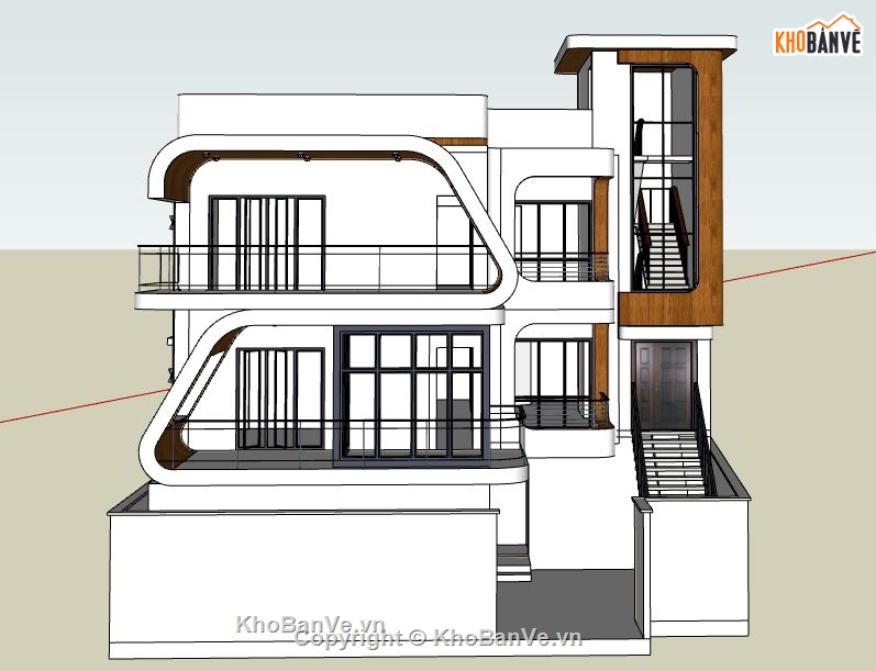 Biệt thự 3 tầng,file sketchup biệt thự 3 tầng,model su biệt thự 3 tầng,sketchup biệt thự 3 tầng