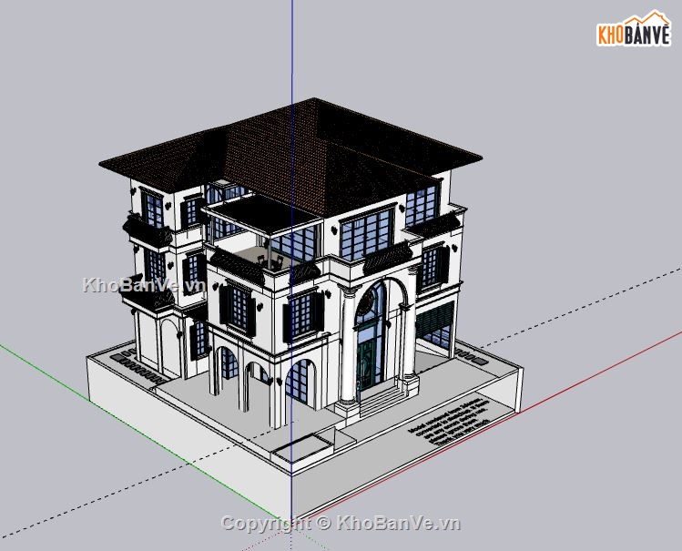 mẫu biệt thự 3 tầng đẹp,model su biệt thự 3 tầng,biệt thự 3 tầng file su