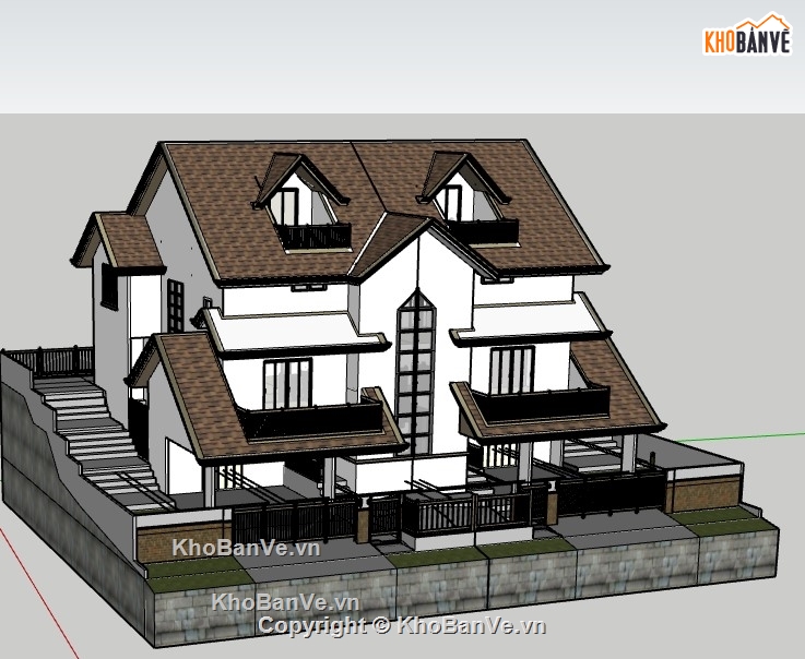 biệt thự 3 tầng,file su biệt thự,model su biệt thự