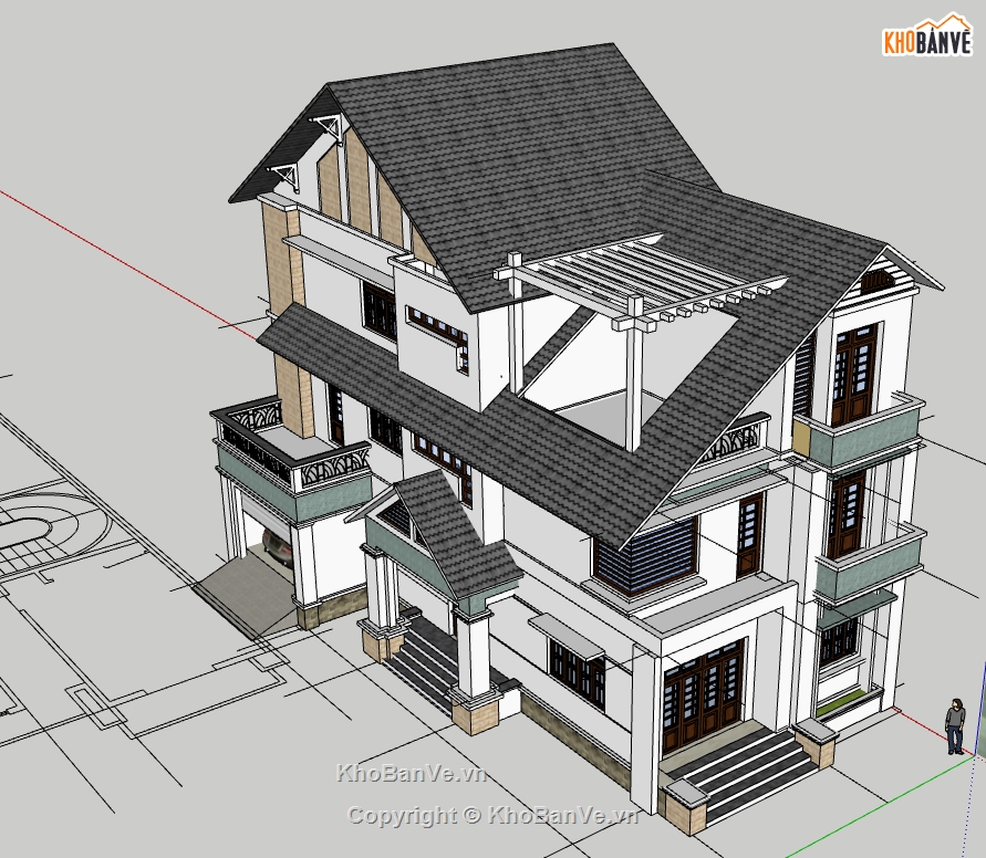 biệt thự 3 tầng,mẫu biệt thự,model su biệt thự