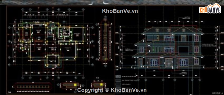 Biệt thự 3 tầng hiện đại,file cad biệt thự 3 tầng,biệt thự 3 tầng