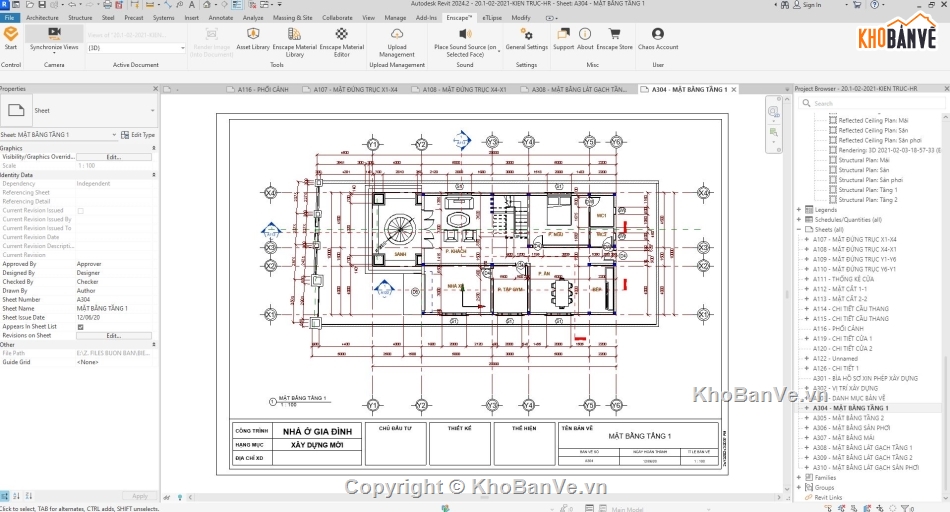 Biệt thự 3 tầng,Biệt thự 3 tầng đẹp,Biệt thự sân vườn 3 tầng,revit biệt thự