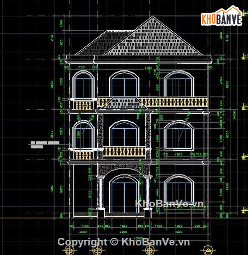biệt thự 3 tầng,biệt thự 3 tầng file cad,cad biệt thự 3 tầng