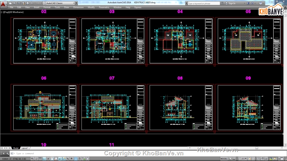 Biệt thự,file cad biệt thự 3 tầng,biệt thự 3 tầng