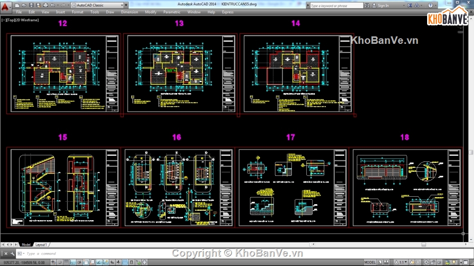 Biệt thự,file cad biệt thự 3 tầng,biệt thự 3 tầng