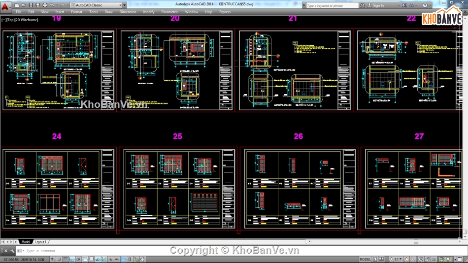 Biệt thự,file cad biệt thự 3 tầng,biệt thự 3 tầng