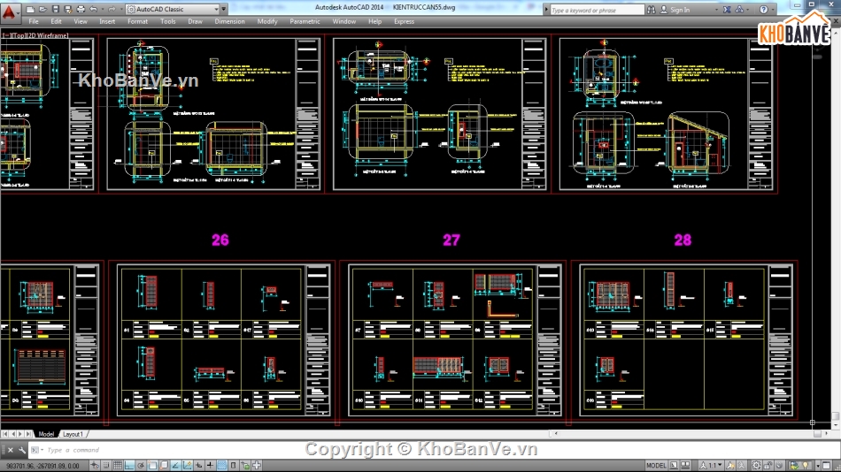 Biệt thự,file cad biệt thự 3 tầng,biệt thự 3 tầng