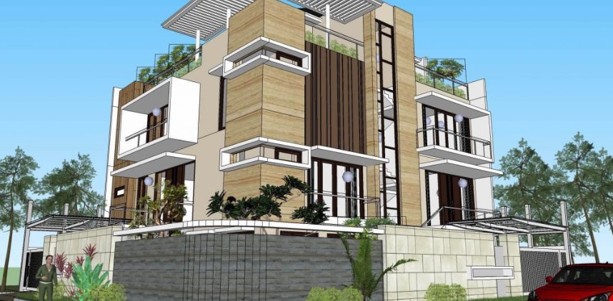 biệt thự hiện đại 3 tầng,sketchup biệt thự 3 tầng,biệt thự hiện đại
