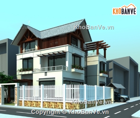 Biệt thự 3 tầng,cad biệt thự 3 tầng,biệt thự 2 tầng cad,file cad biệt thự 3 tầng