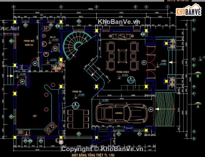 Biệt thự,kiến trúc biệt thự 3 tầng,file biệt thự 3 tầng