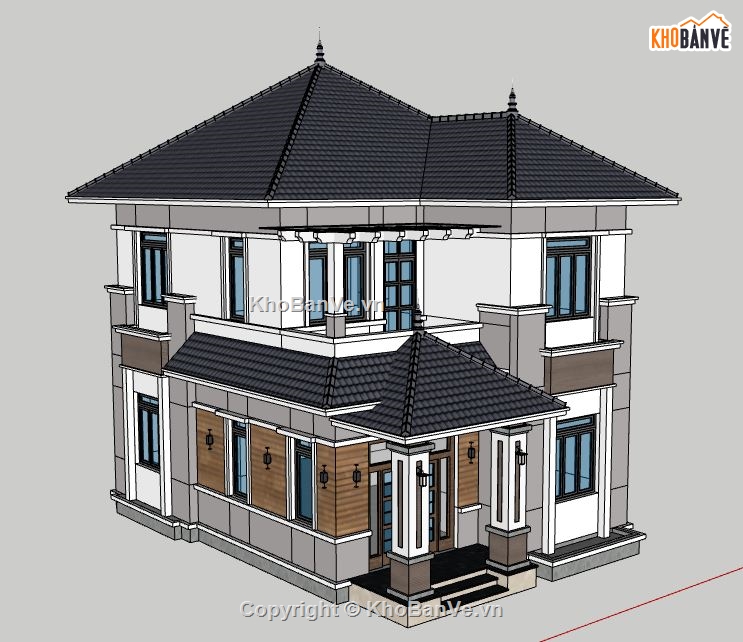 file su biệt thự 2 tầng,file sketchup biệt thự 2 tầng,model su biệt thự 2 tầng