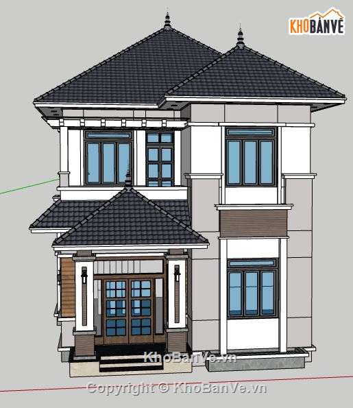 file su biệt thự 2 tầng,file sketchup biệt thự 2 tầng,model su biệt thự 2 tầng