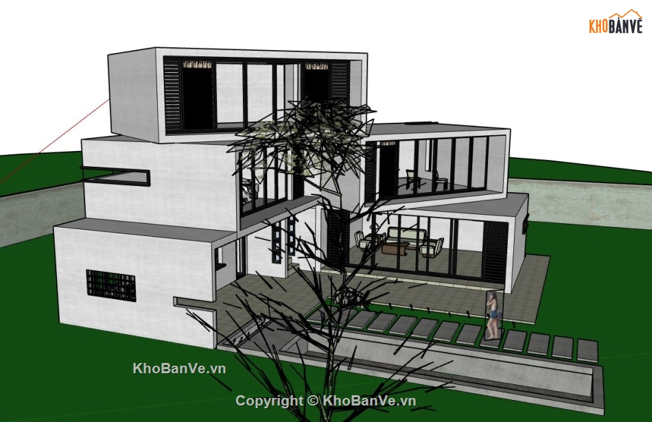 model su biệt thự,file sketchup biệt thự,model su biệt thự nghỉ dưỡng