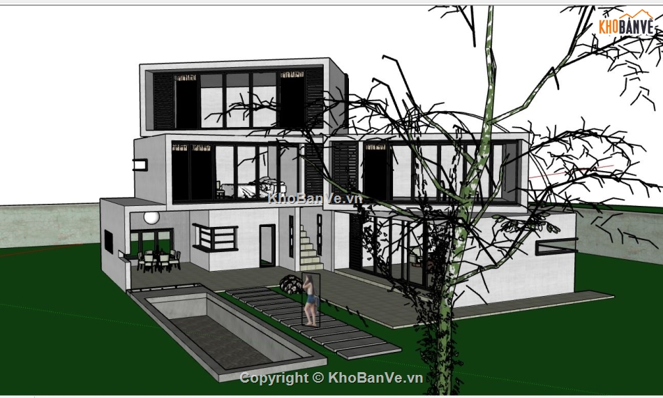 model su biệt thự,file sketchup biệt thự,model su biệt thự nghỉ dưỡng