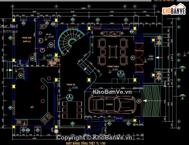 Biệt thự,Biệt thự 3 tầng,file cad biệt thự 3 tầng