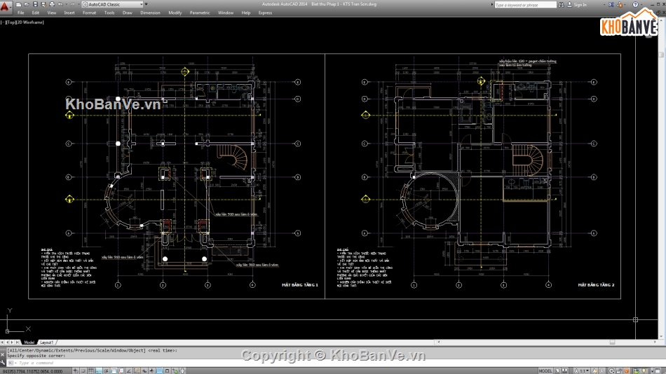 Biệt thự,Biệt thự 3 tầng,file cad biệt thự 3 tầng