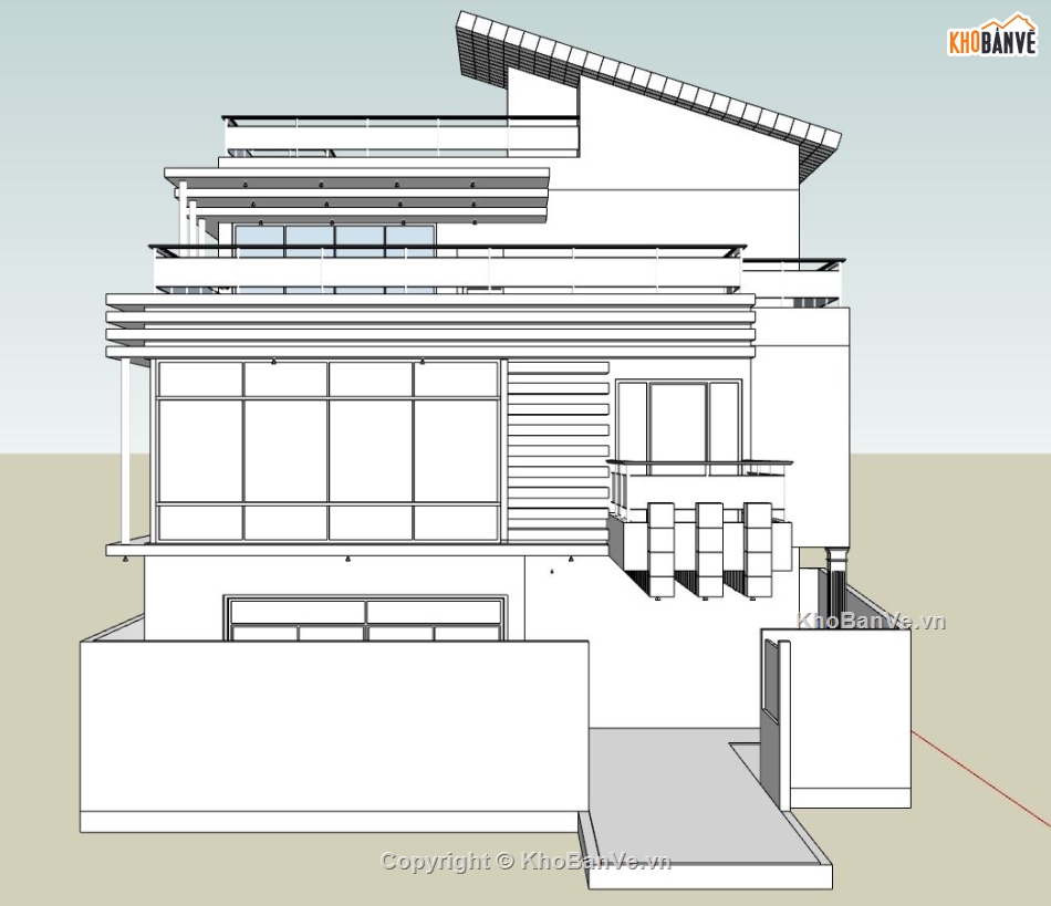 Biệt thự 3 tầng,file su biệt thự 3 tầng,sketchup biệt thự 3 tầng,biệt thự 3 tầng model su