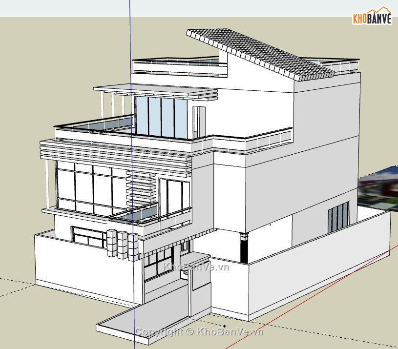 Biệt thự 3 tầng,file su biệt thự 3 tầng,sketchup biệt thự 3 tầng,biệt thự 3 tầng model su