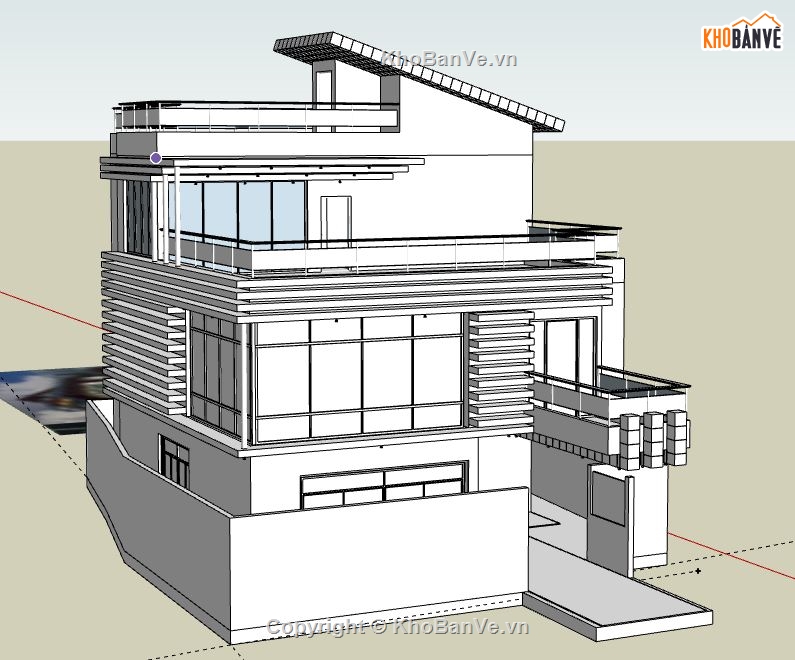 Biệt thự 3 tầng,file su biệt thự 3 tầng,sketchup biệt thự 3 tầng,biệt thự 3 tầng model su