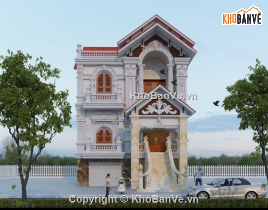 biệt thự 3 tầng,cad biệt thự 3 tầng,file cad biệt thự 3 tầng