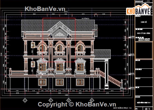 biệt thự 3 tầng,cad biệt thự 3 tầng,file cad biệt thự 3 tầng