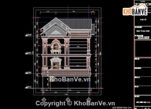 biệt thự 3 tầng,cad biệt thự 3 tầng,file cad biệt thự 3 tầng