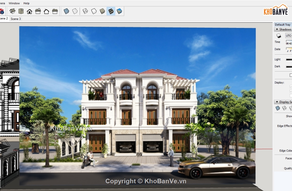 Biệt thự tân cổ điển,Biệt thự  3 tầng su,model su biệt thự,biệt thự đôi 3 tầng,biệt thự 3 tầng,phối cảnh biệt thự 3 tầng