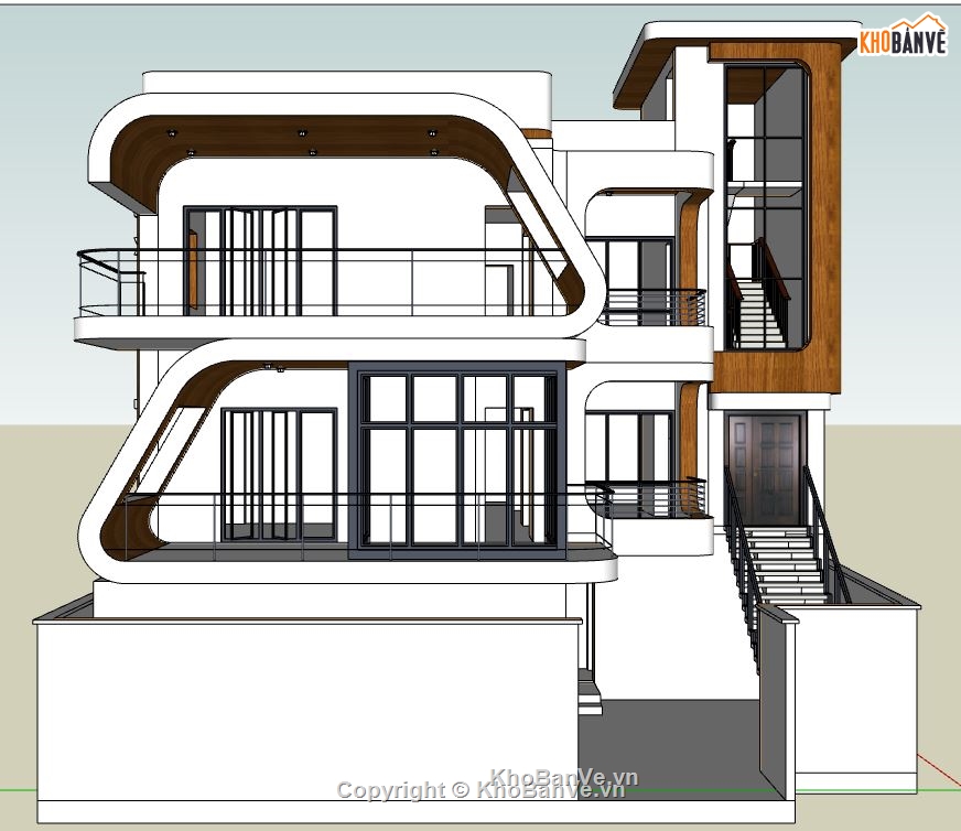 Biệt thự 2 tầng hiện đại,Biệt thự  2 tầng,sketchup biệt thự,file su biệt thự