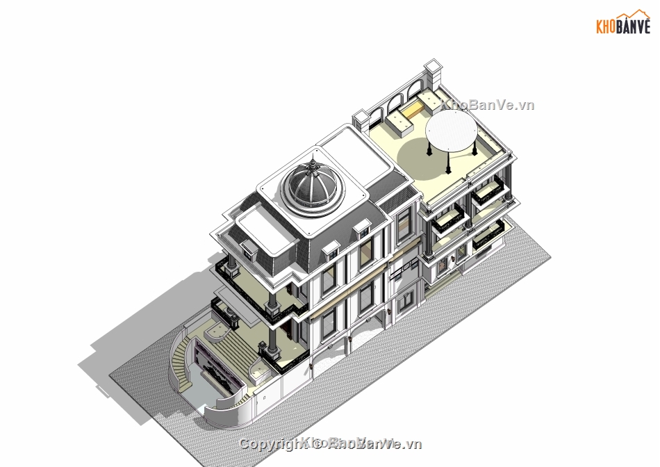 Biệt thự cổ điển,Revit 2020,bản vẽ biệt thự,revit biệt thự