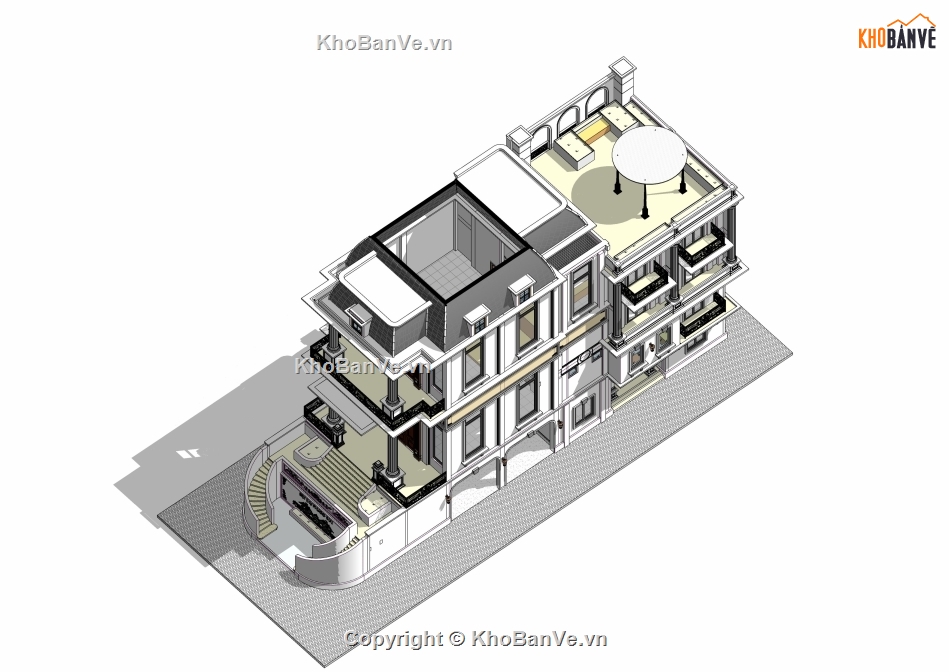 Biệt thự cổ điển,Revit 2020,bản vẽ biệt thự,revit biệt thự