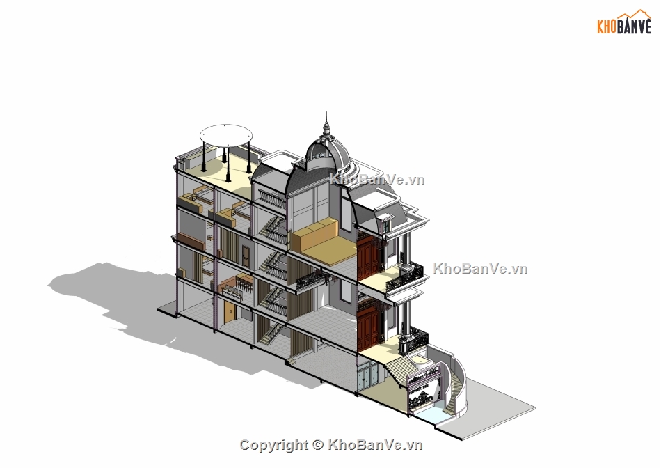 Biệt thự cổ điển,Revit 2020,bản vẽ biệt thự,revit biệt thự