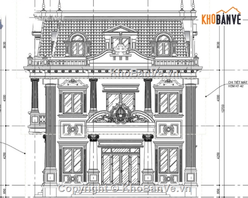 biệt thự 2 tầng,file cad biệt thự 2 tầng,biệt thự 2 tầng tân cổ điển