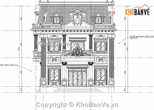 biệt thự 2 tầng,file cad biệt thự 2 tầng,biệt thự 2 tầng tân cổ điển