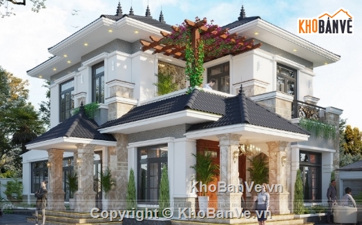 biệt thự 2 tầng,cad biệt thự 2 tầng,biệt thự 2 tầng file cad
