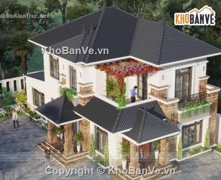 biệt thự 2 tầng,cad biệt thự 2 tầng,biệt thự 2 tầng file cad