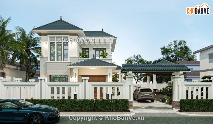 biệt thự 2 tầng,biệt thự hiện đại,mẫu biệt thự