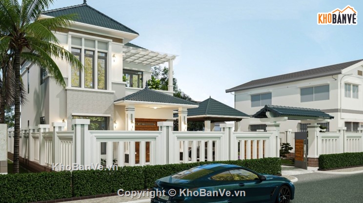 biệt thự 2 tầng,biệt thự hiện đại,mẫu biệt thự