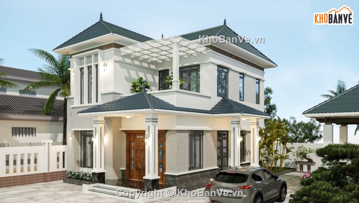 biệt thự 2 tầng,biệt thự hiện đại,mẫu biệt thự