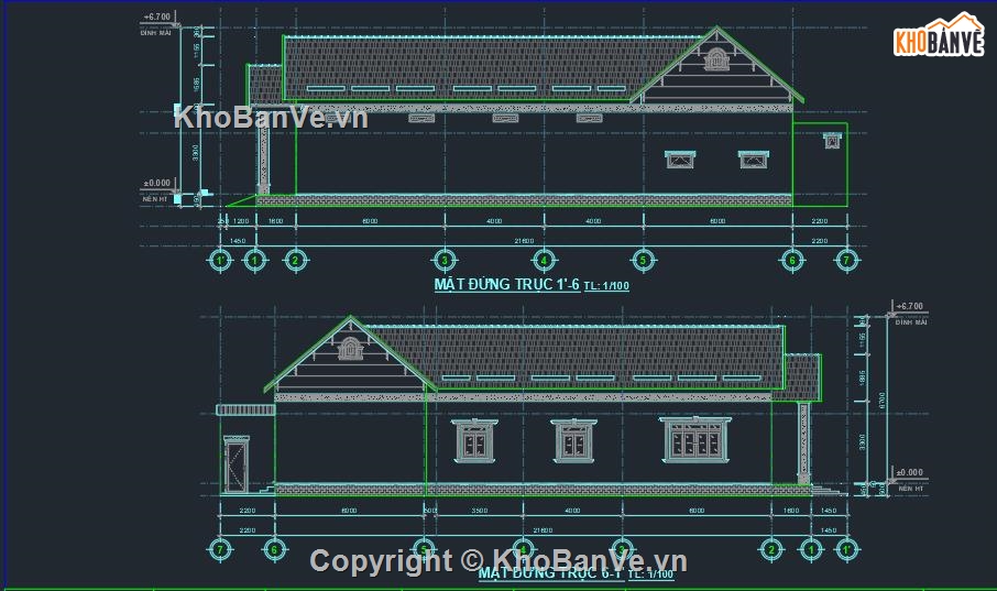 Bản vẽ mái thái,Bản vẽ biệt thự mái thái,bản vẽ mái thái đẹp