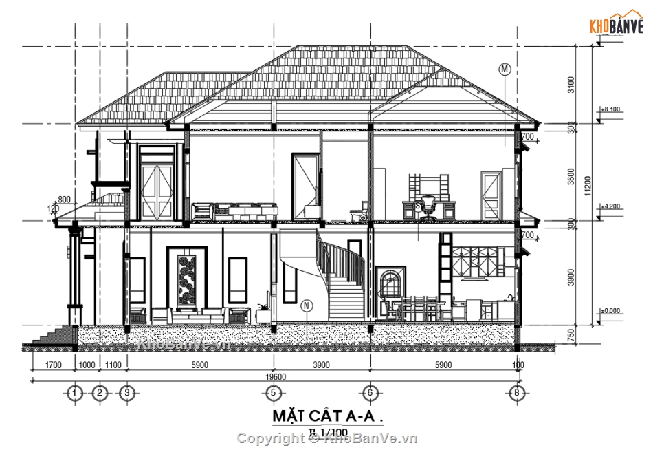 Biệt thự mái thái đẹp,Biệt thự 2 tầng,Bản vẽ nhà mái thái