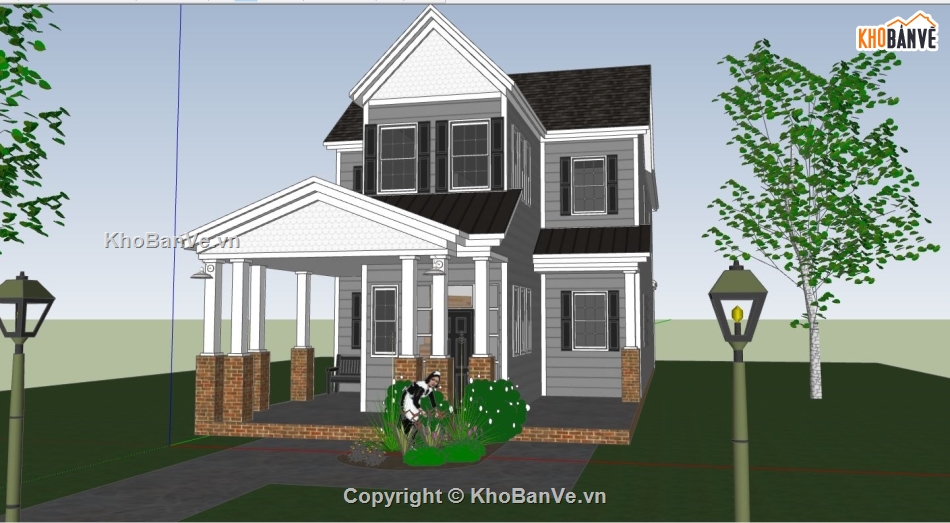 file su biệt thự 2 tầng,mẫu biệt thự 2 tầng sketchup,biệt thự 2 tầng su