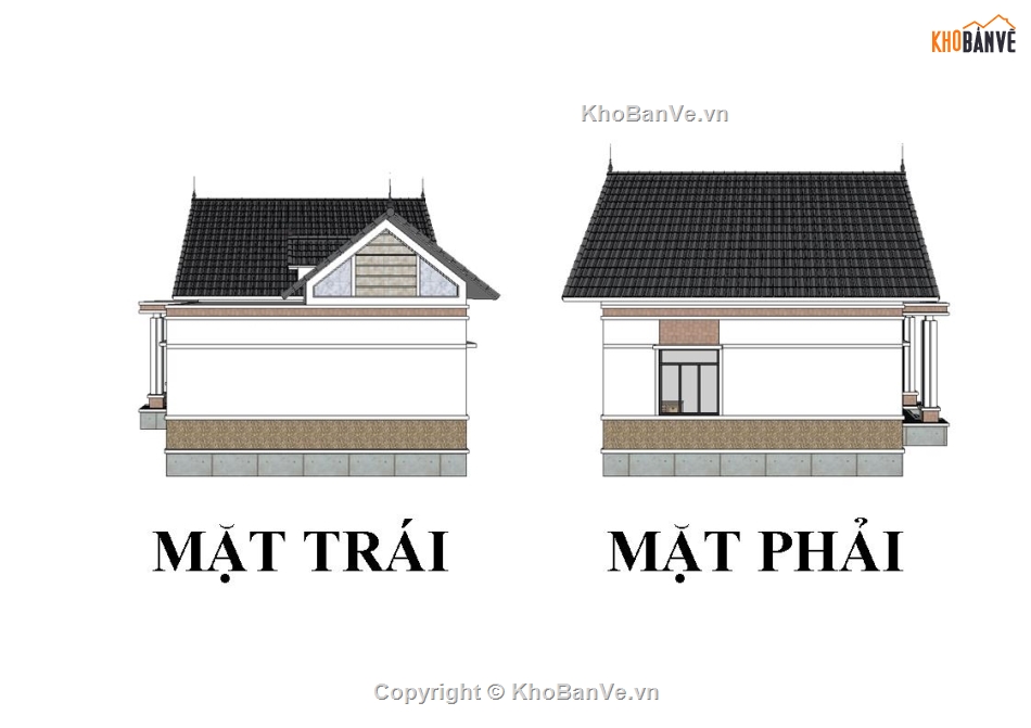 biệt thự mái thái,biệt thự 1 tầng,file su biệt thự 1 tầng