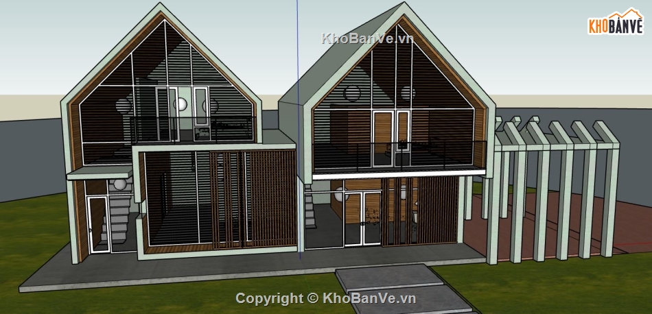 su biệt thự đẹp,file su biệt thự,sketchup biệt thự nghỉ dưỡng