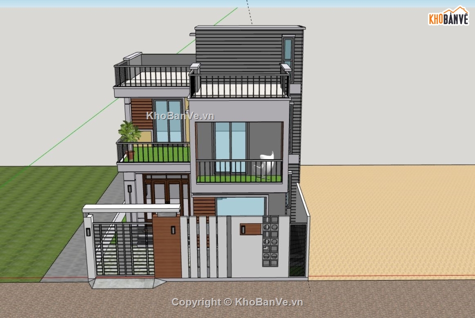 Biệt thự 2 tầng hiện đại,model su biệt thự 2 tầng,biệt thự 2 tầng file sketchup,sketchup biệt thự 2 tầng